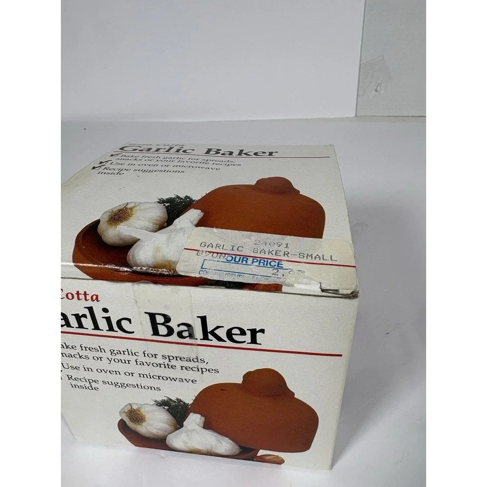 Terra Cotta Garlic Baker Roaster Oven With Lid Dish Small